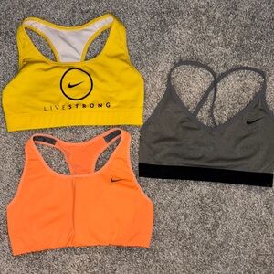 Nike Women's Sports Bra Set - Yellow, Orange, Gray size S